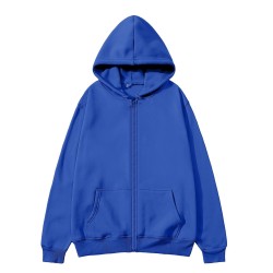 Unisex Zip-Up Hoodie Pullover Plain Color Fleece Sweatshirt for Men and Women