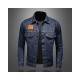 Men's Classic Denim Jacket – Deep Blue Slim Fit Casual Coat for Spring & Autumn