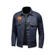 Men's Classic Denim Jacket – Deep Blue Slim Fit Casual Coat for Spring & Autumn