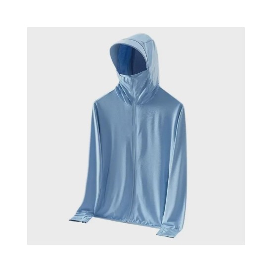 UPF Sun Protection Hoodie with Wide Brim - Lightweight Breathable UV Shielding Jacket for Outdoor Cycling Fishing