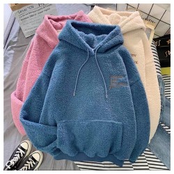 Cozy Fleece Sherpa Hoodie Women's Loose Fit Pullover Winter Jacket