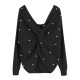 Back-Cross Knit Sweater Women's Casual Crewneck Pullover Office Chic Fall Winter Tops
