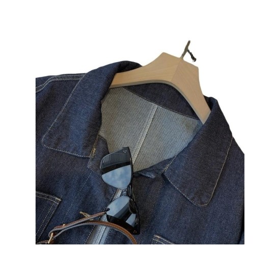 Soft & Structured Denim Jacket with Raw Edge Seams & Dropped Shoulder