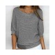 Elegant Crewneck Knit Top for Women | Soft Pure Color Seven-Sleeve Blouse | Office Casual Air Conditioning Cardigan