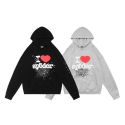 Unisex Spider Hoodie with Heart & Letter Print | Cozy Pullover Sweatshirt