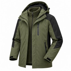 Waterproof Windproof 3-in-1 Fleece-Lined Jacket for Men | All-Season Thermal Winter Coat & Outdoor Hiking Shell