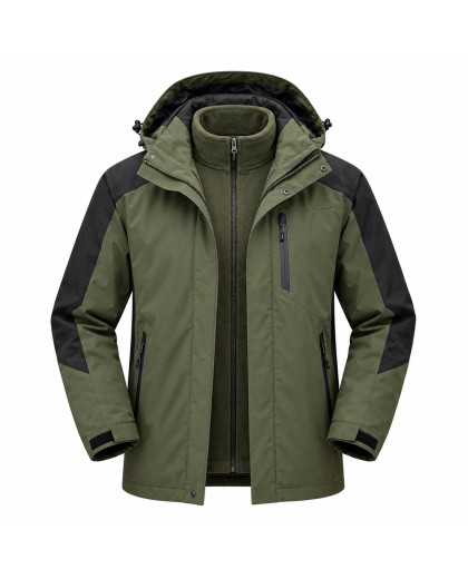 Waterproof Windproof 3-in-1 Fleece-Lined Jacket for Men | All-Season Thermal Winter Coat & Outdoor Hiking Shell